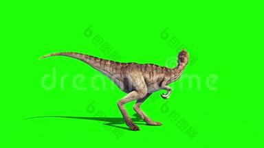 Oviraptor恐龙死亡侧绿屏侏罗纪世界三维渲染动画